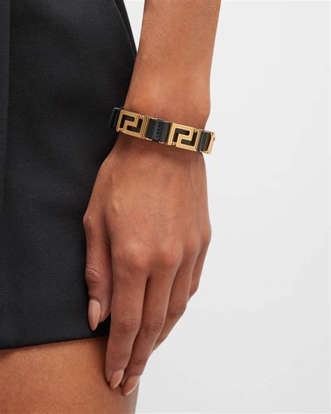 Versace Greca and Leather Buckle Bracelet 